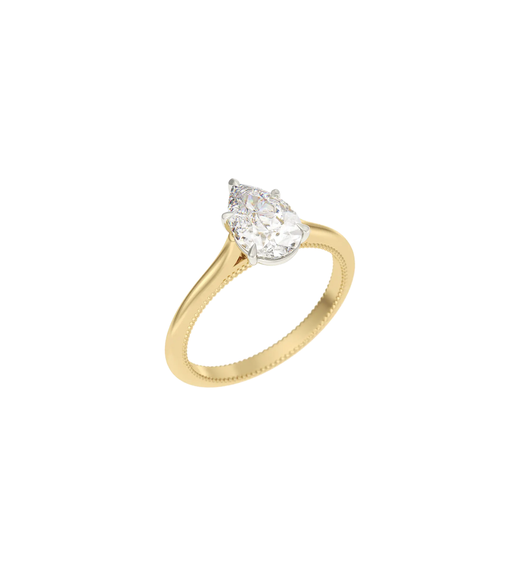 14ct Yellow Gold and Platinum--5 claws--Normal ring band,