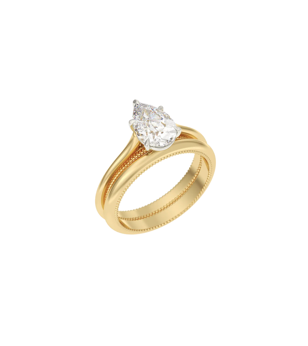 14ct Yellow Gold and Platinum--5 claws--Non-spin ring band,