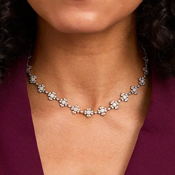 Yellow Gold Primavera Lab Grown Diamond Tennis Necklace for Women | Lylies