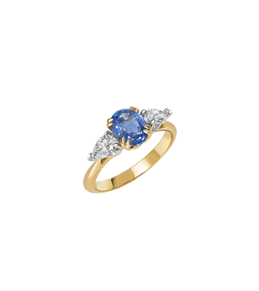 18ct Yellow Gold and Platinum--Sapphire and Lab Grown Diamonds--Decide Ring Size Later,  18ct Yellow Gold and Platinum--Sapphire and Lab grown Diamonds--Know The Ring Size, 