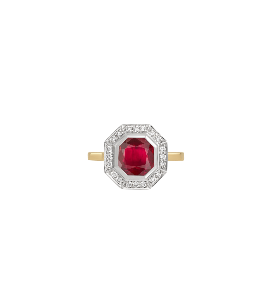 14ct Yellow Gold and Platinum--Ruby and lab grown diamonds--Decide Ring Size Later, 14ct Yellow Gold and Platinum--Ruby and lab grown diamonds--Know The Ring Size, 