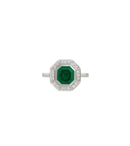 Platinum--Emerald and lab grown diamonds--Decide Ring Size Later, Platinum--Emerald and lab grown diamonds--Know The Ring Size, 