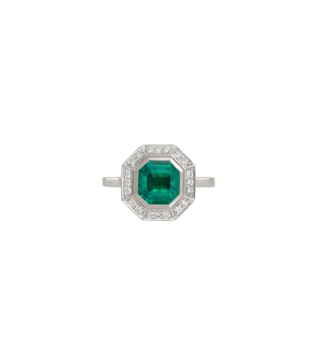Platinum--Emerald and lab grown diamonds--Decide Ring Size Later, Platinum--Emerald and lab grown diamonds--Know The Ring Size, 