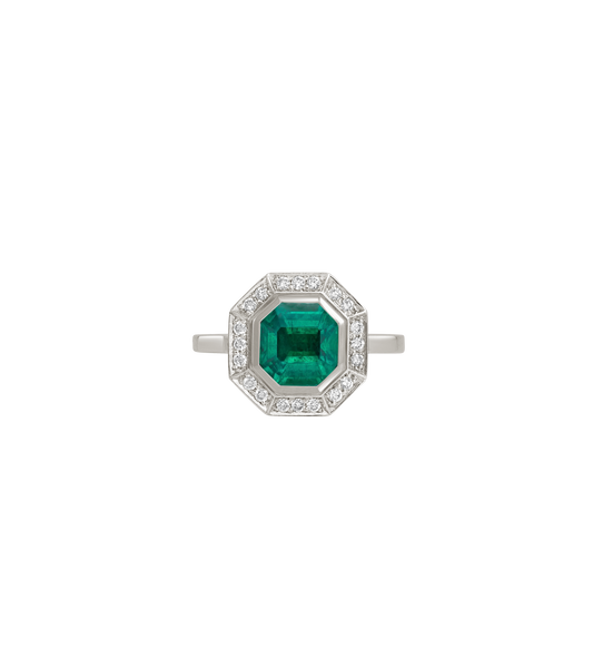 Platinum--Emerald and lab grown diamonds--Decide Ring Size Later, Platinum--Emerald and lab grown diamonds--Know The Ring Size, 