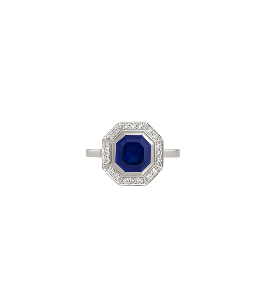 Platinum--Sapphire and lab grown diamonds--Decide Ring Size Later, Platinum--Sapphire and lab grown diamonds--Know The Ring Size, 