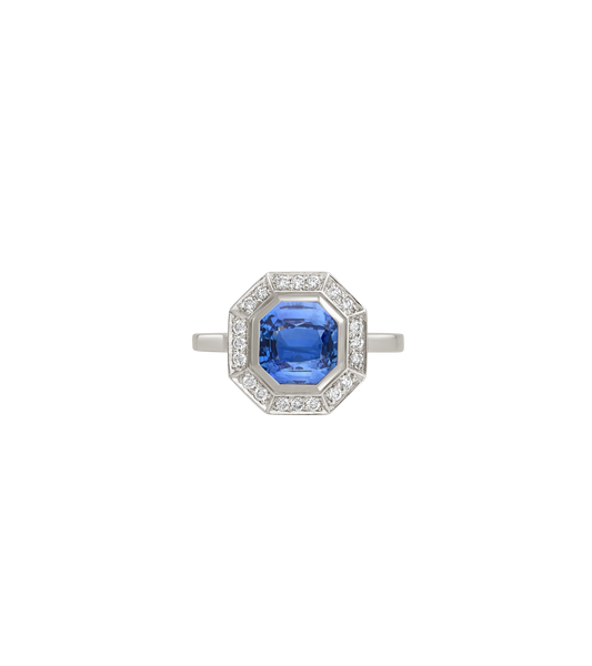 Platinum--Sapphire and lab grown diamonds--Decide Ring Size Later, Platinum--Sapphire and lab grown diamonds--Know The Ring Size, 