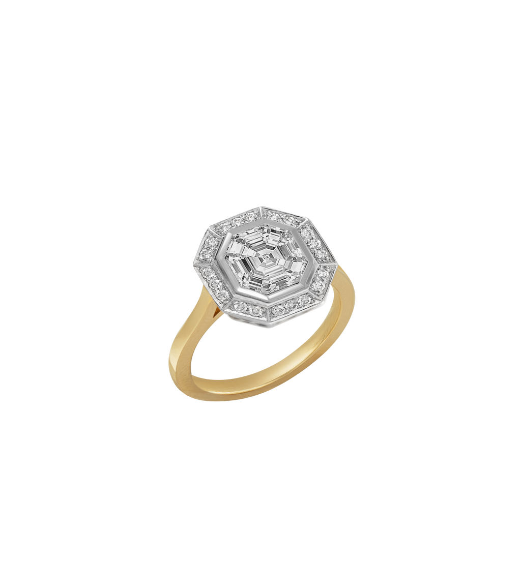 14ct Yellow Gold and Platinum--Lab grown diamonds--Decide Ring Size Later, 14ct Yellow Gold and Platinum--Lab grown diamonds--Know The Ring Size, 