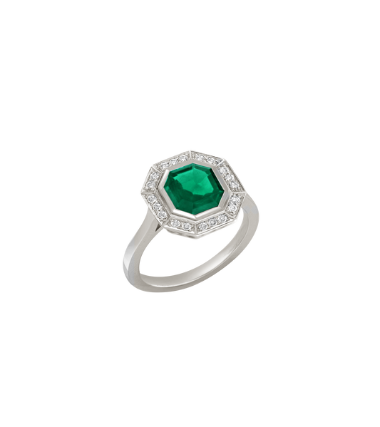 Platinum--Emerald and lab grown diamonds--Decide Ring Size Later, Platinum--Emerald and lab grown diamonds--Know The Ring Size, 