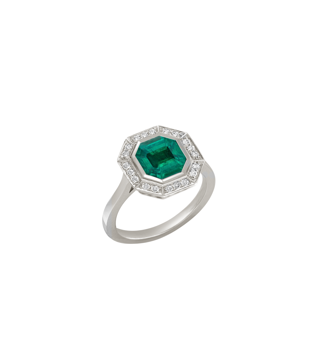 Platinum--Emerald and lab grown diamonds--Decide Ring Size Later, Platinum--Emerald and lab grown diamonds--Know The Ring Size, 