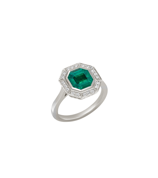 Platinum--Emerald and lab grown diamonds--Decide Ring Size Later, Platinum--Emerald and lab grown diamonds--Know The Ring Size, 