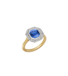 14ct Yellow Gold and Platinum--Sapphire and lab grown diamonds--Decide Ring Size Later, 14ct Yellow Gold and Platinum--Sapphire and lab grown diamonds--Know The Ring Size, 
