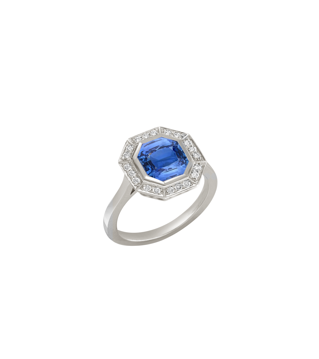 Platinum--Sapphire and lab grown diamonds--Decide Ring Size Later, Platinum--Sapphire and lab grown diamonds--Know The Ring Size, 