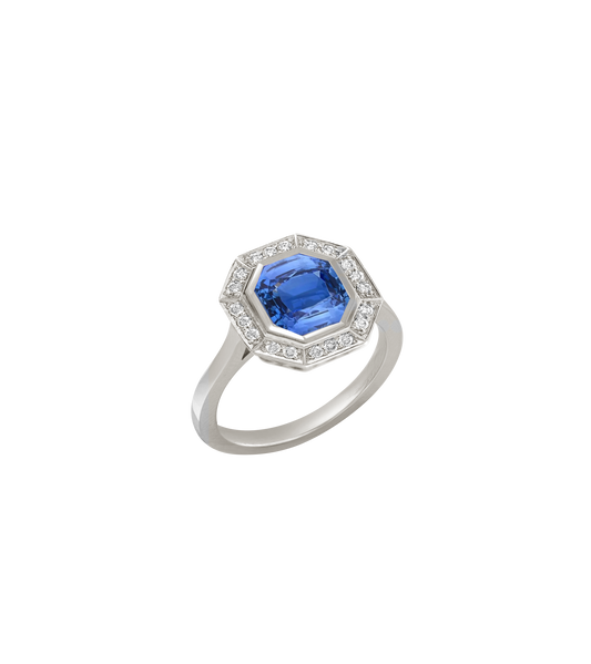 Platinum--Sapphire and lab grown diamonds--Decide Ring Size Later, Platinum--Sapphire and lab grown diamonds--Know The Ring Size, 