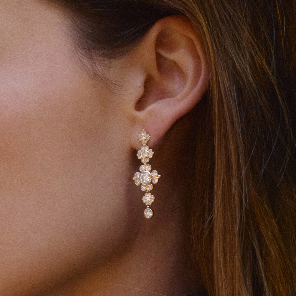 Yellow Gold Orlaya Pearl Earrings for Women - Lylies,Model