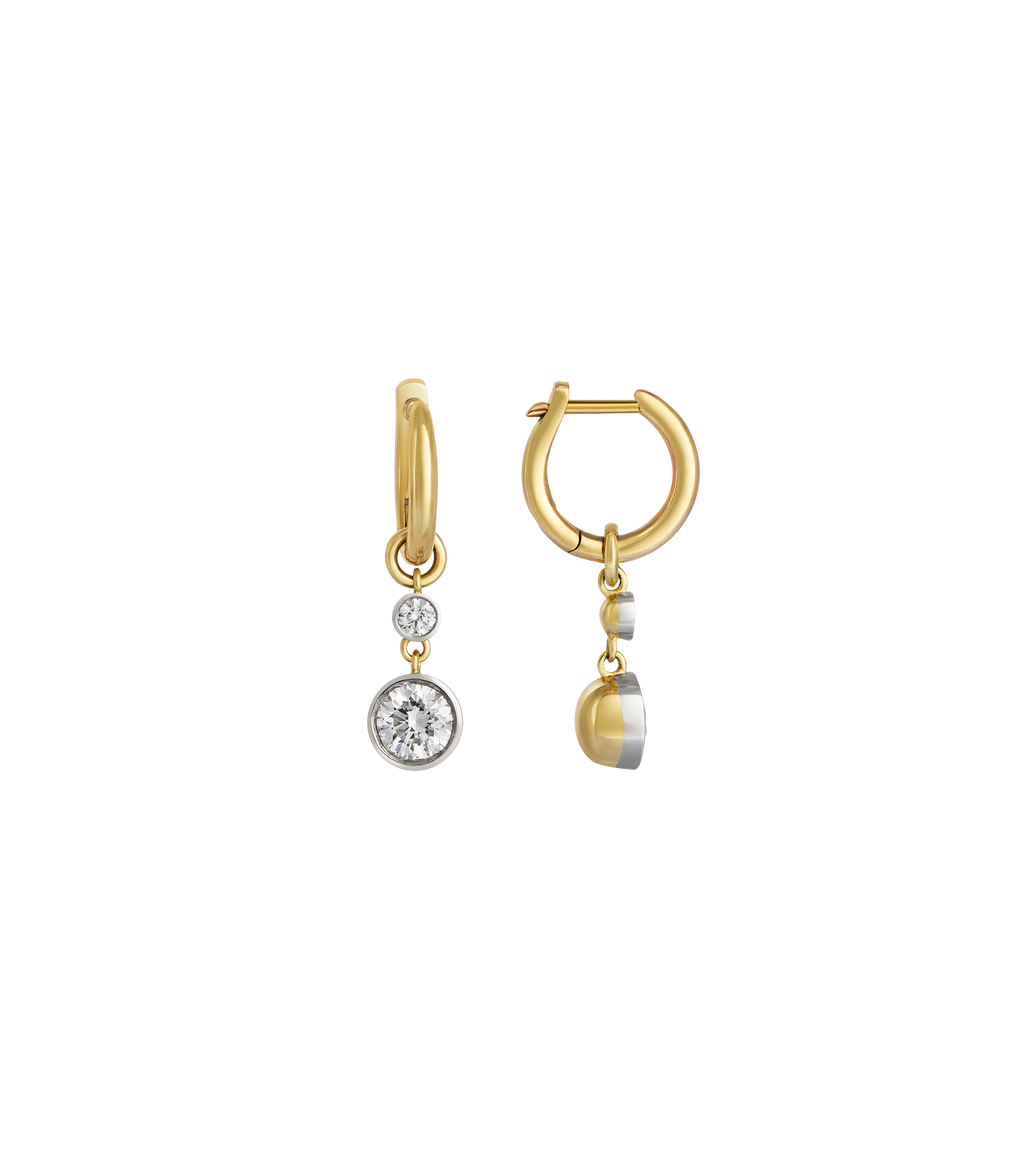 14ct Yellow Gold and Platinum--Cora hoops and drops [1.46ct], 14ct Yellow Gold and Platinum--Drops only [1.46ct],