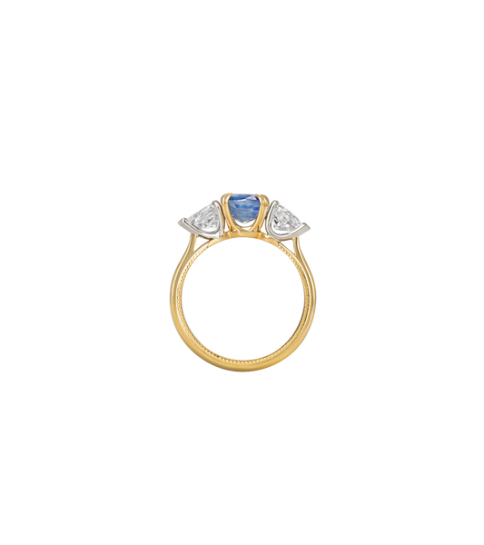 18ct Yellow Gold and Platinum--Sapphire and Lab Grown Diamonds--Decide Ring Size Later,  18ct Yellow Gold and Platinum--Sapphire and Lab grown Diamonds--Know The Ring Size, 