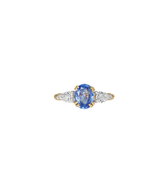 18ct Yellow Gold and Platinum--Sapphire and Lab Grown Diamonds--Decide Ring Size Later,  18ct Yellow Gold and Platinum--Sapphire and Lab grown Diamonds--Know The Ring Size, 