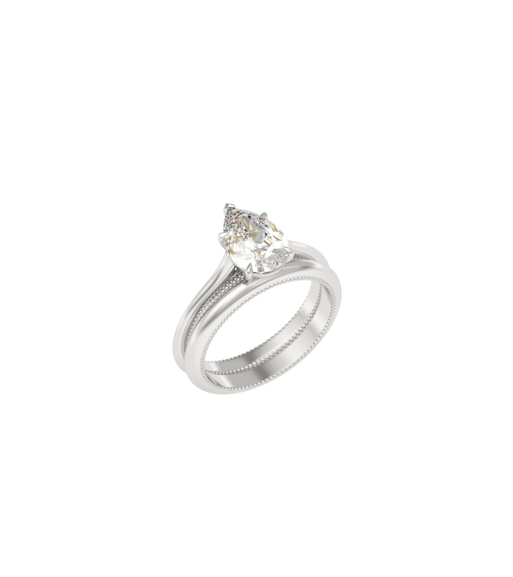 Platinum--4 claws with V end--Normal ring band,