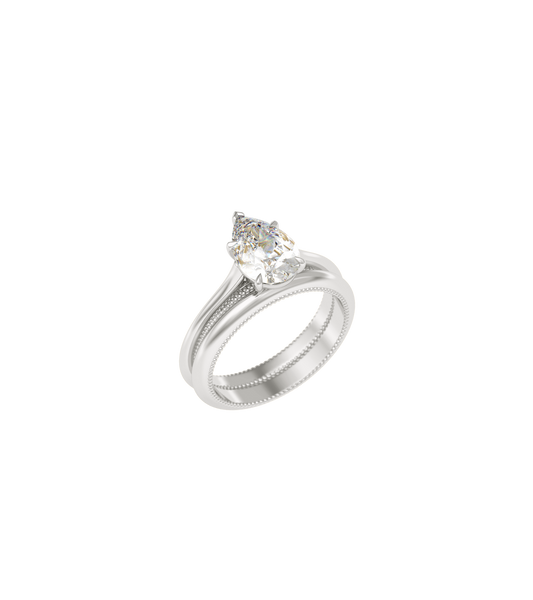 Platinum--4 claws with V end--Normal ring band,