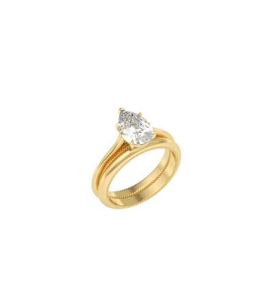 14ct Yellow Gold--4 claws with V end--Normal ring band,