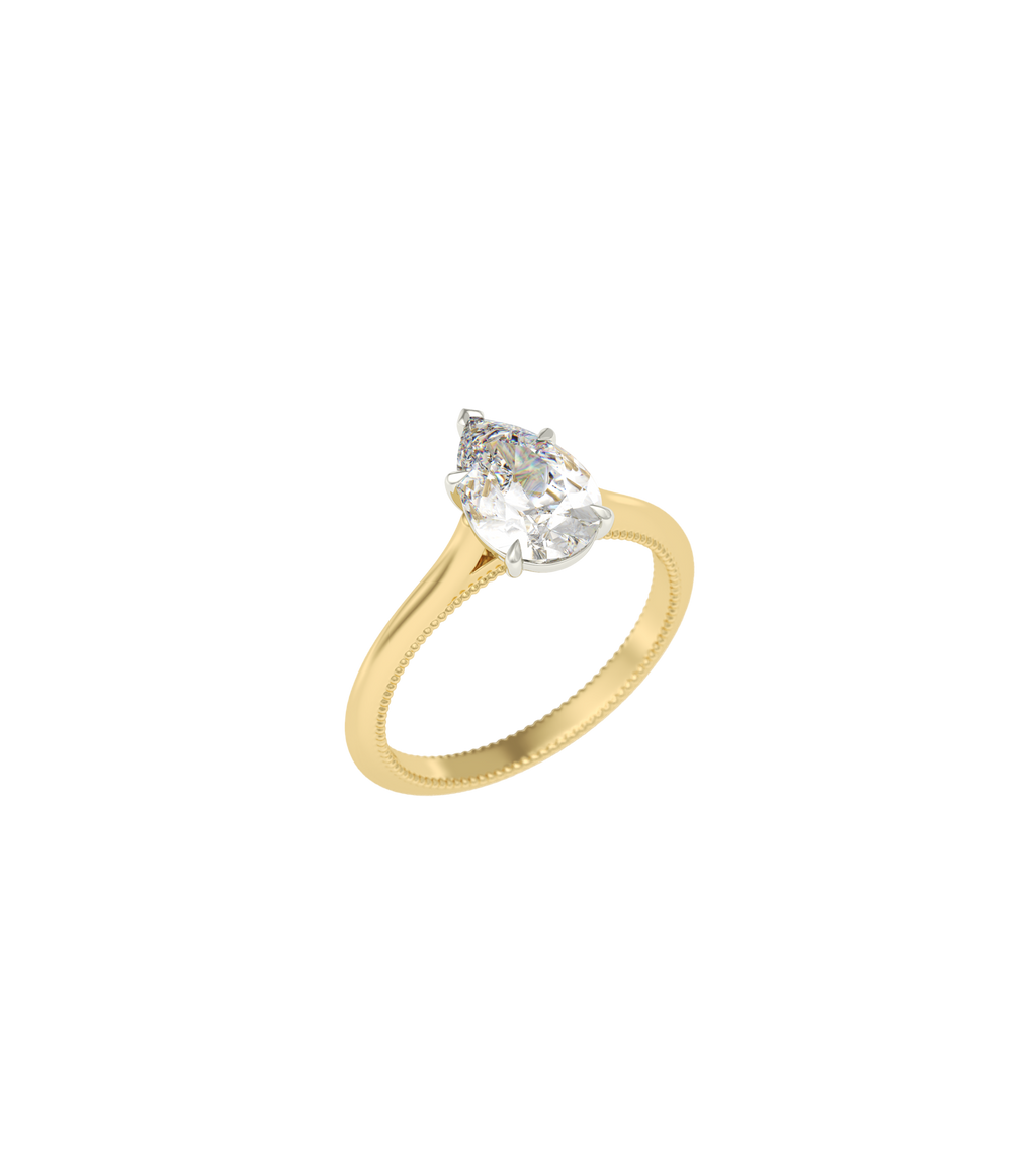 14ct Yellow Gold and Platinum--4 claws with V end--Normal ring band,