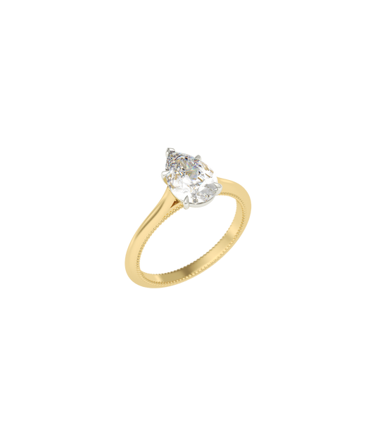 14ct Yellow Gold and Platinum--4 claws with V end--Normal ring band,