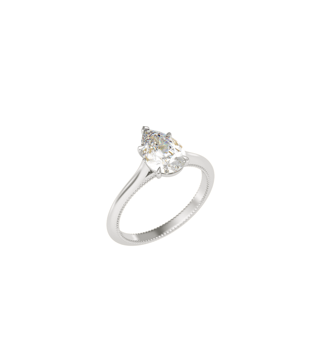 Platinum--4 claws with V end--Normal ring band,