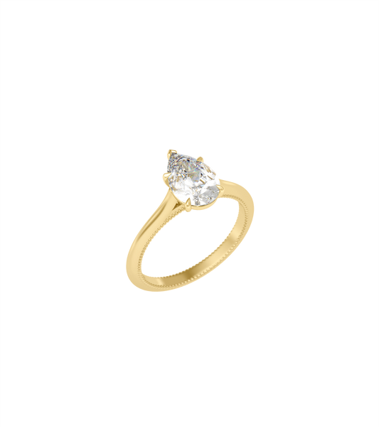 14ct Yellow Gold--4 claws with V end--Normal ring band,