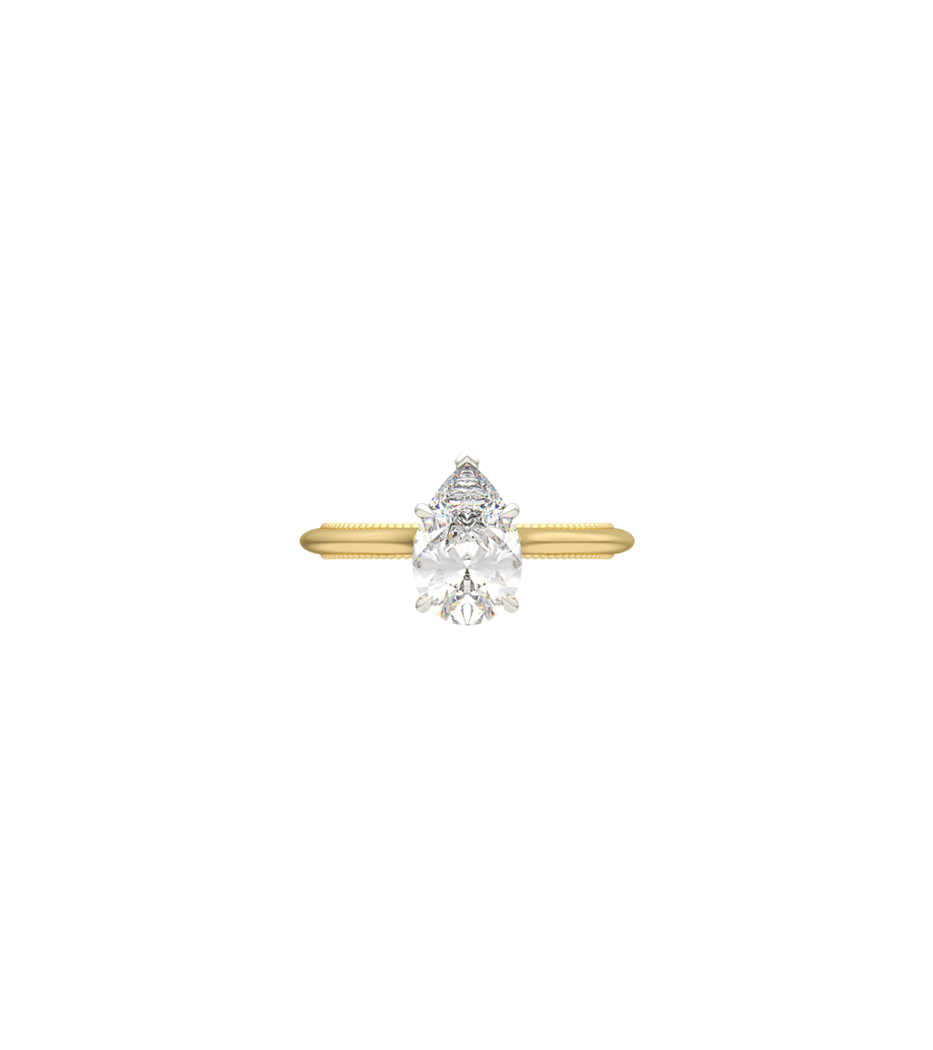 14ct Yellow Gold and Platinum--4 claws with V end--Normal ring band, 14ct Yellow Gold and Platinum--4 claws with V end--Non-spin ring band,