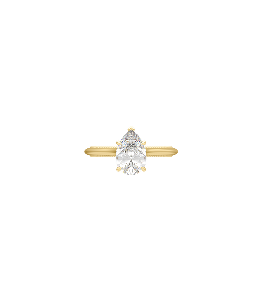 14ct Yellow Gold--4 claws with V end--Normal ring band, 14ct Yellow Gold--4 claws with V end--Non-spin ring band,