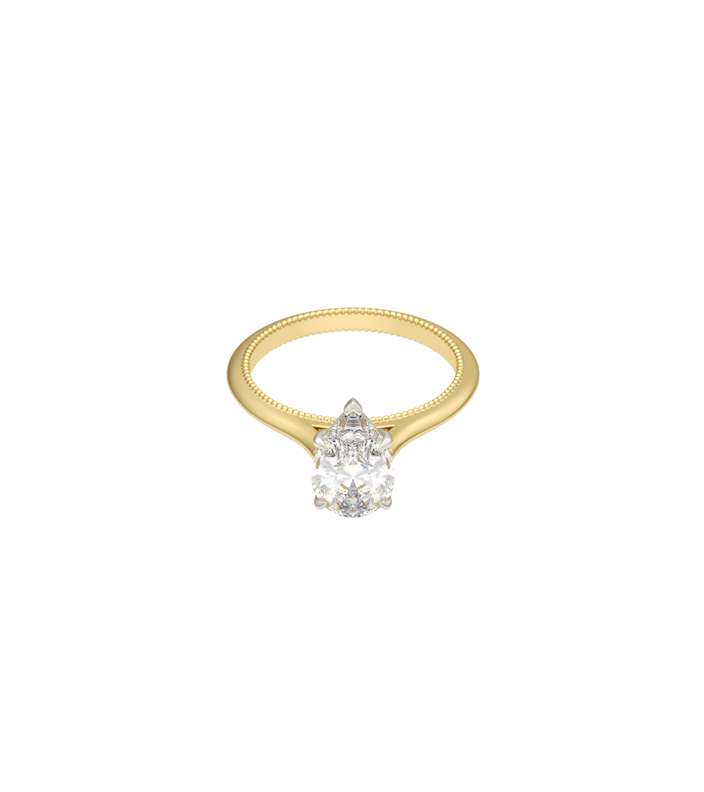 14ct Yellow Gold and Platinum--4 claws with V end--Normal ring band,