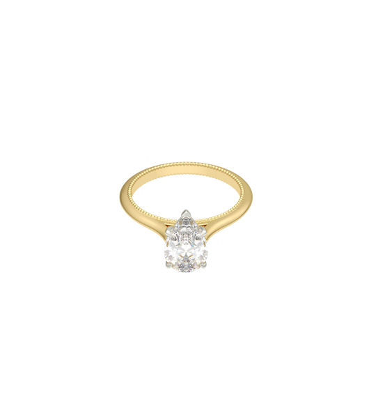 14ct Yellow Gold and Platinum--4 claws with V end--Normal ring band,