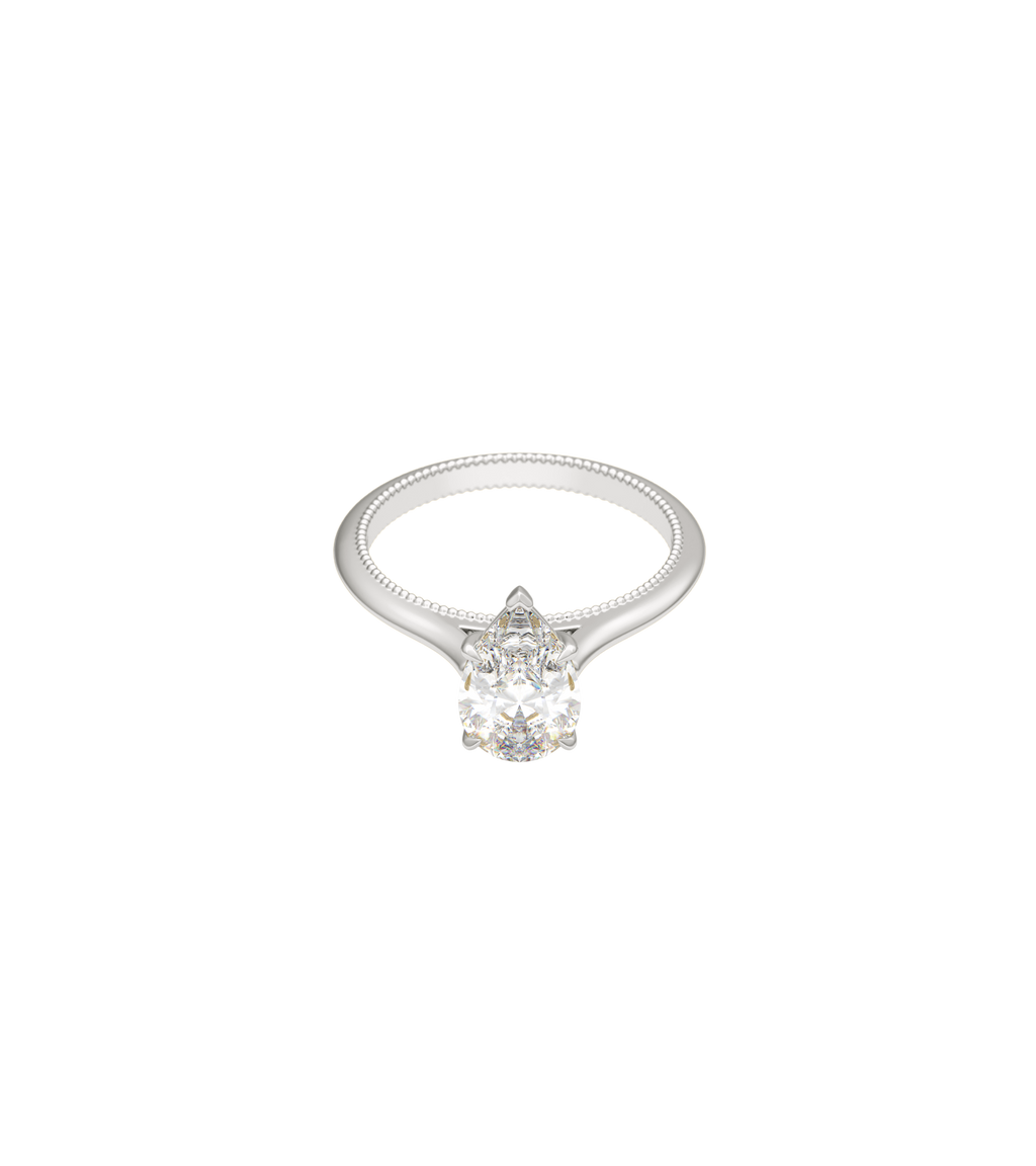 Platinum--4 claws with V end--Normal ring band,