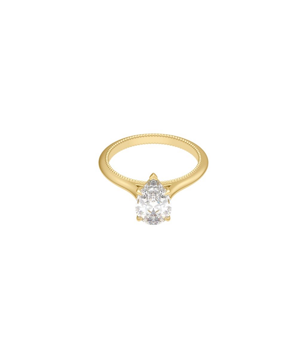 14ct Yellow Gold--4 claws with V end--Normal ring band,