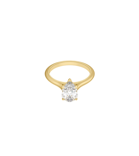 14ct Yellow Gold--4 claws with V end--Normal ring band,