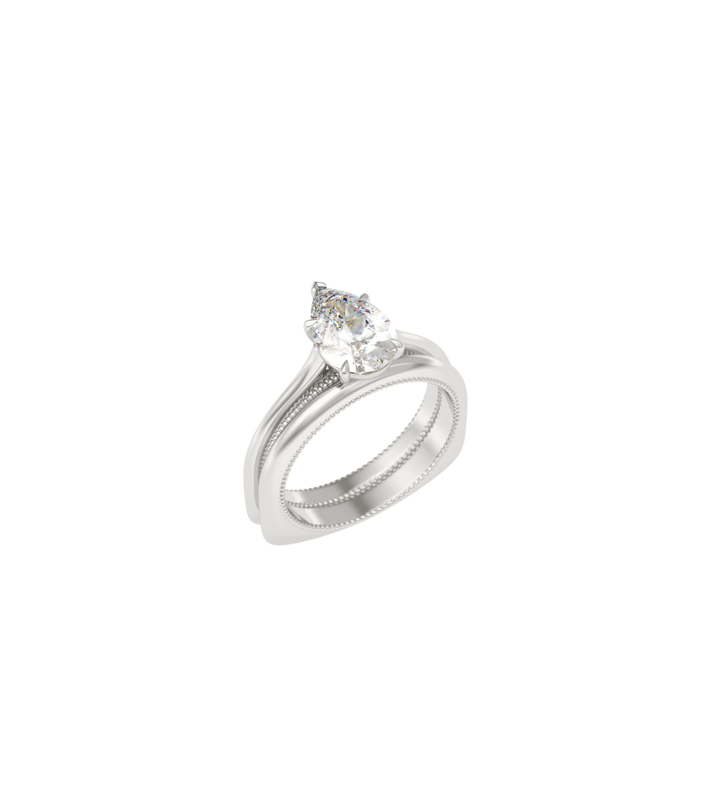 Platinum--4 claws with V end--Non-spin ring band,