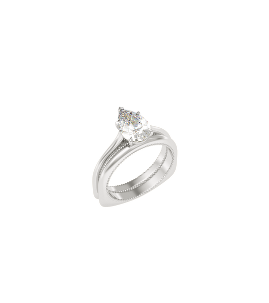 Platinum--4 claws with V end--Non-spin ring band,