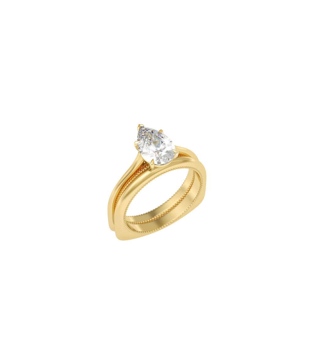 14ct Yellow Gold--4 claws with V end--Non-spin ring band,