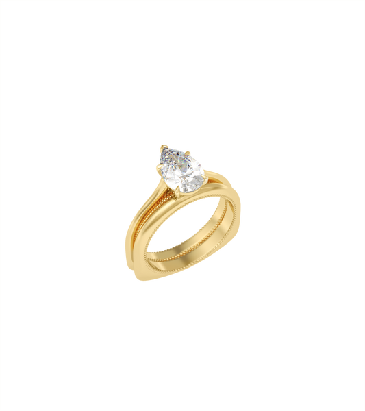 14ct Yellow Gold--4 claws with V end--Non-spin ring band,