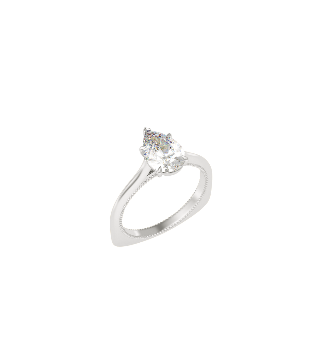 Platinum--4 claws with V end--Non-spin ring band,