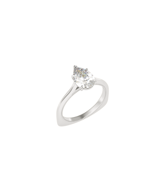 Platinum--4 claws with V end--Non-spin ring band,