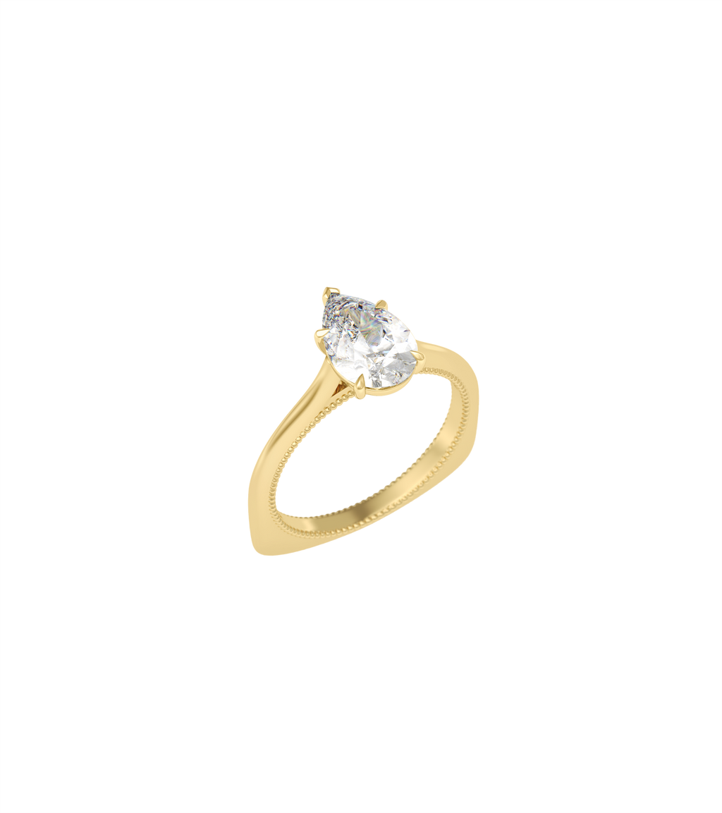 14ct Yellow Gold--4 claws with V end--Non-spin ring band,