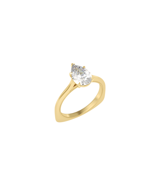 14ct Yellow Gold--4 claws with V end--Non-spin ring band,