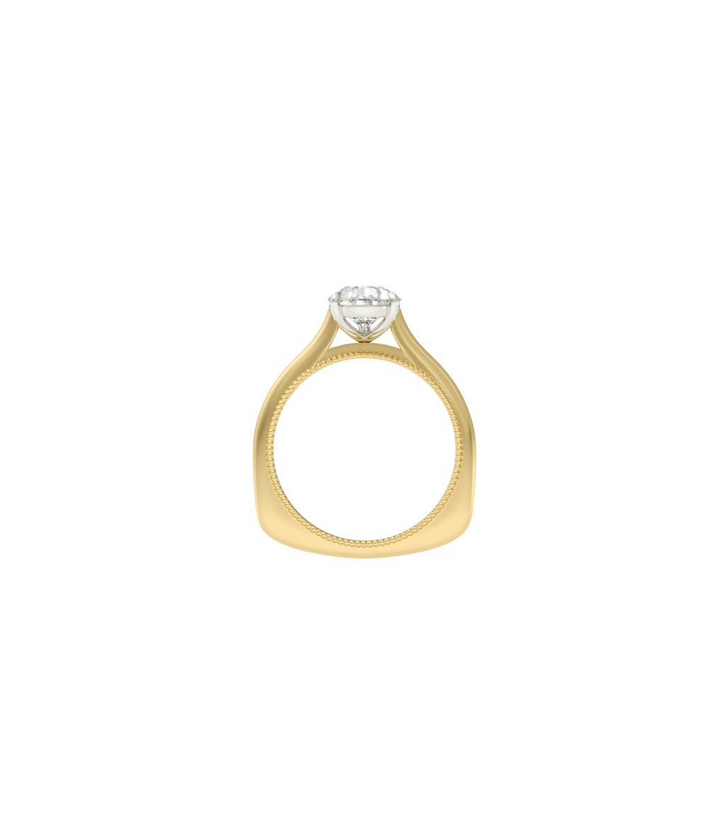14ct Yellow Gold and Platinum--4 claws with V end--Non-spin ring band,
