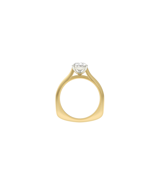 14ct Yellow Gold and Platinum--4 claws with V end--Non-spin ring band,