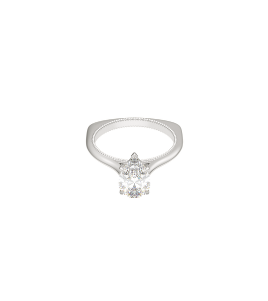 Platinum--4 claws with V end--Non-spin ring band,