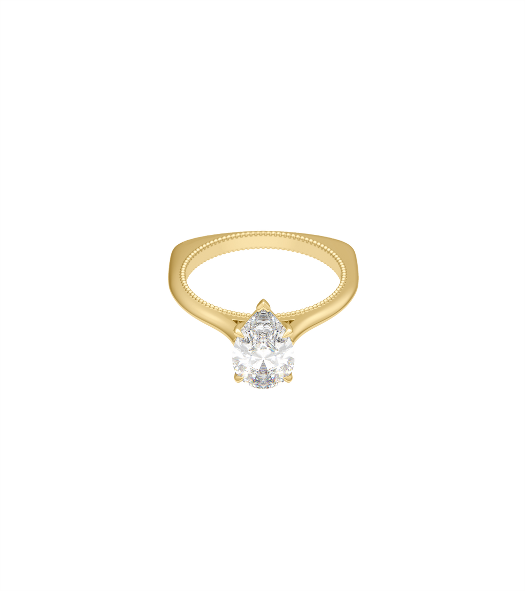 14ct Yellow Gold--4 claws with V end--Non-spin ring band,