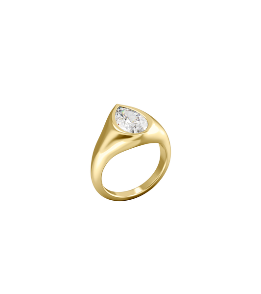 Minerva Pear Solitaire Ring