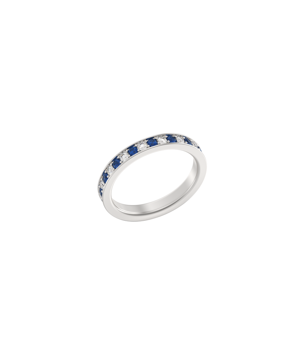 Platinum--100% Coverage Sapphires and Lab Grown Diamonds (0.68ct)--Know Ring Size, Platinum--100% Coverage Sapphires and Lab Grown Diamonds (0.68ct)--Decide Ring Size Later,