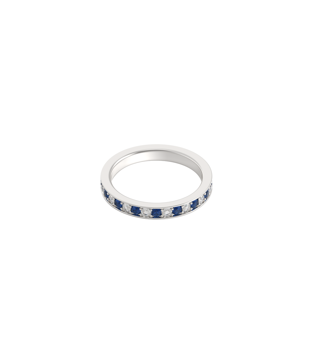 Platinum--100% Coverage Sapphires and Lab Grown Diamonds (0.68ct)--Know Ring Size, Platinum--100% Coverage Sapphires and Lab Grown Diamonds (0.68ct)--Decide Ring Size Later,